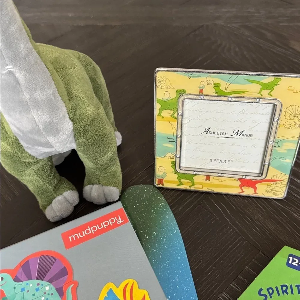 Dinosaur Gift Set Kids | Plush Dino, Puzzle, Frame & Boomerang Toy Bundle